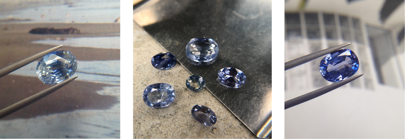 Coloured Gemstones - a mix of oval, blue sapphires